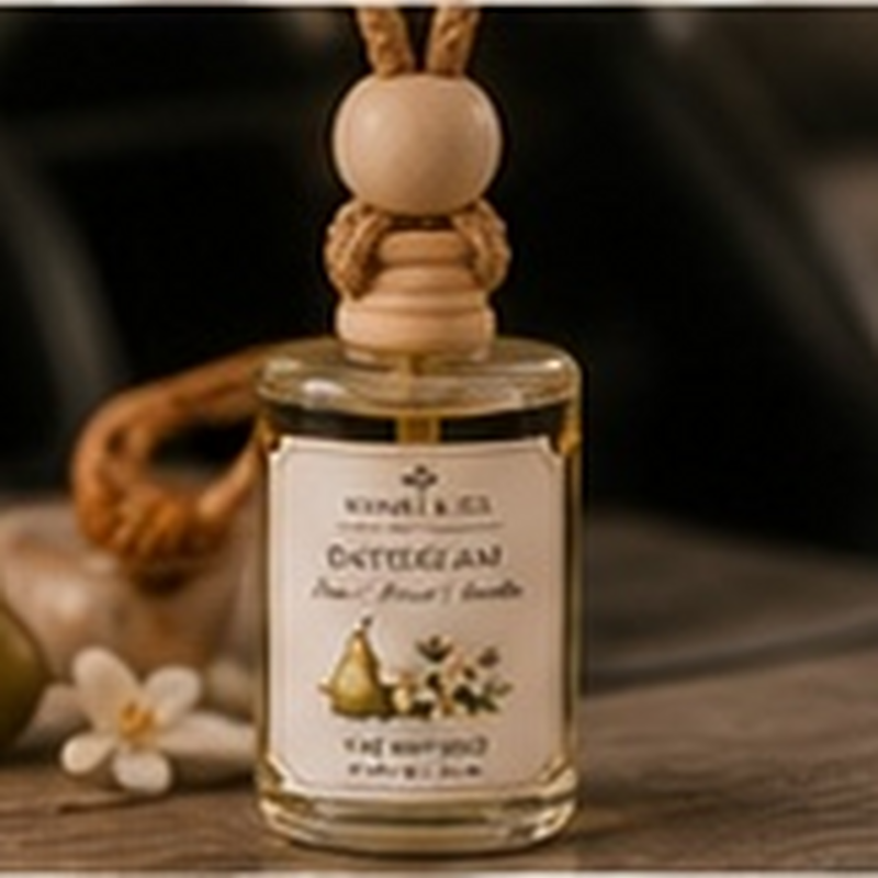 Daydream Car Diffuser, fully shown with its matching label in a lifestyle scene