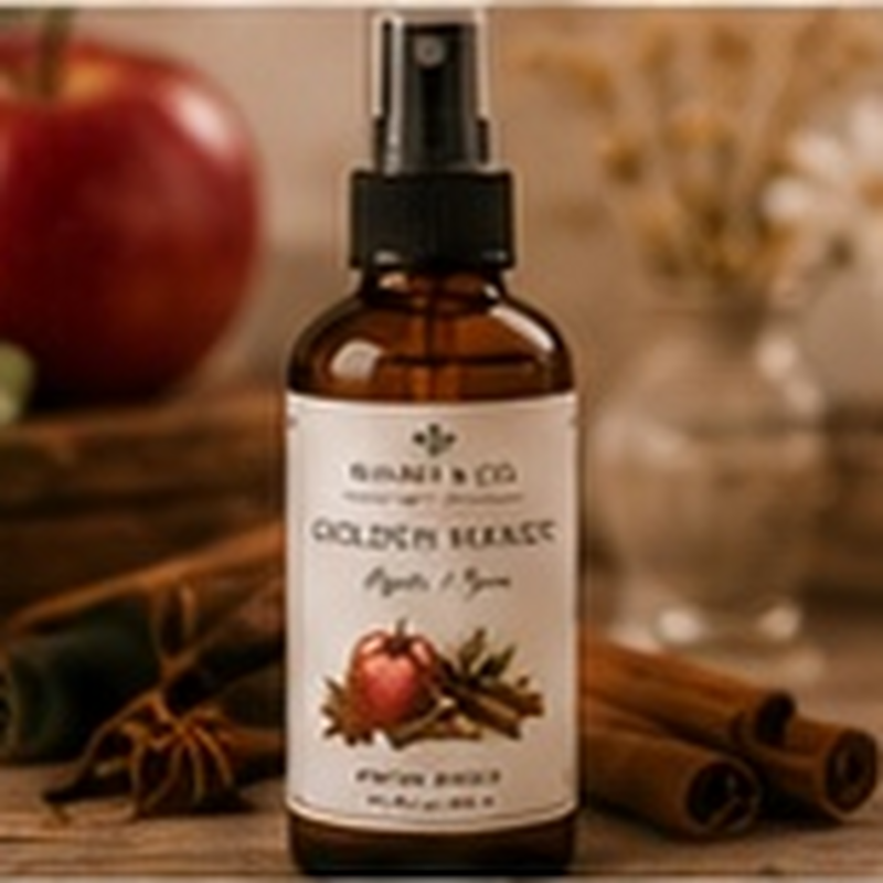 Fireside Market Room Spray, fully shown with its matching label in a lifestyle scene